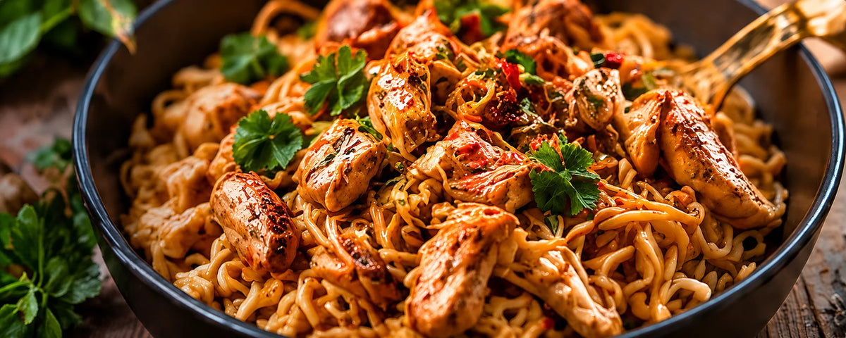 Spicy Indian Garlic Chicken Pasta Recipe